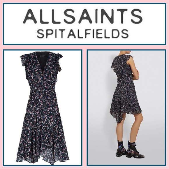 ALLSAINTS- CARIS FLORAL DRAPED DRESS (NWT) - Picture 16 of 16